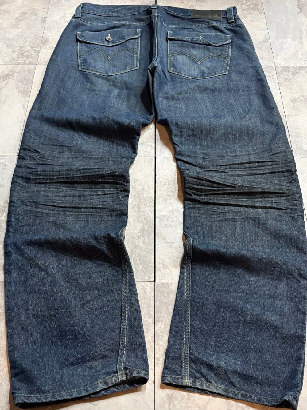 Levi's 514 Slim Straight Jeans Men's 36x32 Dark Indigo Flap Pocket Y2K